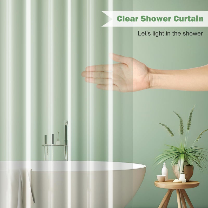UFRIDAY 72 x 86 inches Extra Long Shower Curtain Liner,Simple Plastic Clear Bathroom Curtain Waterproof Shower Curtain with 5 Magnets Bottom,Heavy Duty Home Hotel Restaurant Liner - Image 2